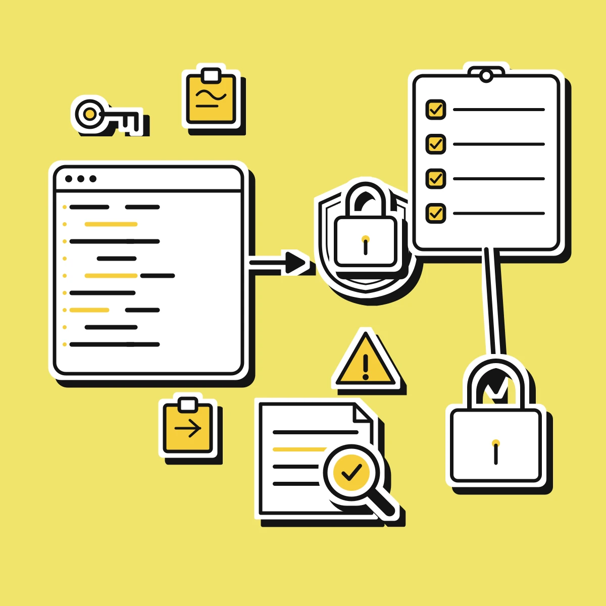 Illustration sicherer Kontrollen für KI-gestütztes Coding für Entwicklerinnen und Entwickler