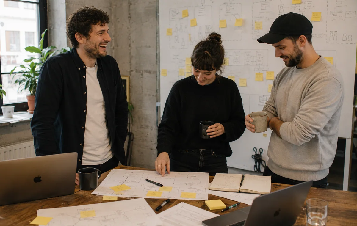 Team reviewing an approved AI workflow